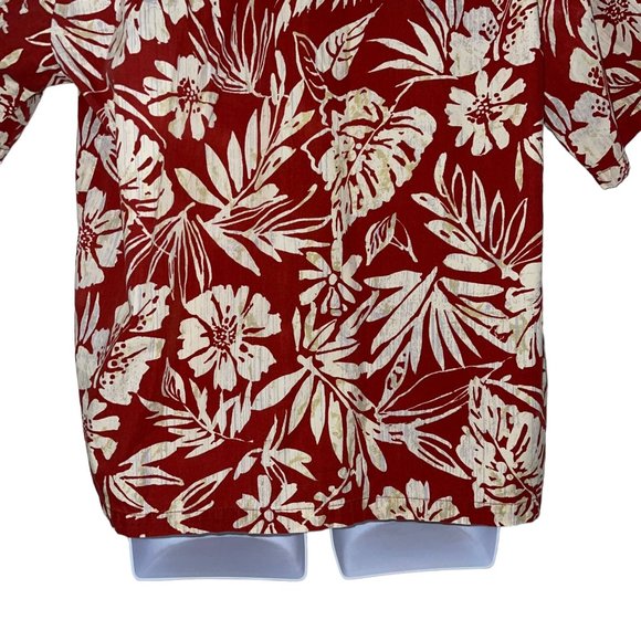 Vintage Cooke Street Hawaiian Shirt Mens XL Orange Floral Aloha Beach Palm Leaf - Picture 8 of 9